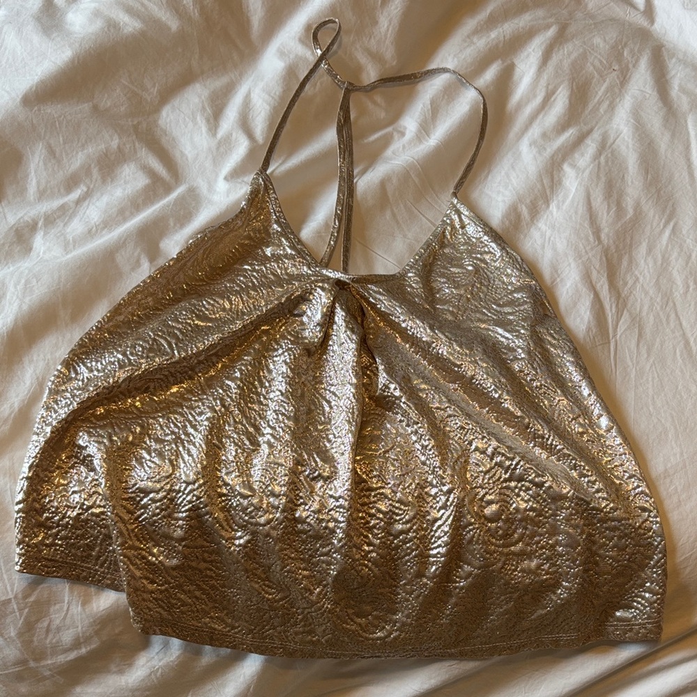Astr Gold Metallic Tank Top